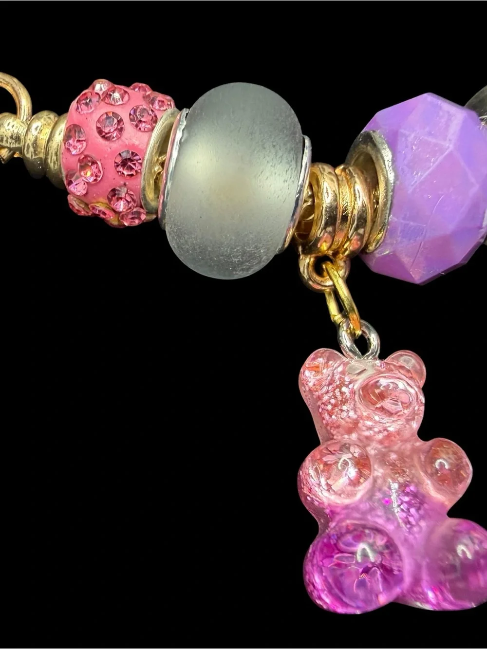 Handmade Halloween Charm Bracelet “Ghoul Friend”Line in Pink Purple